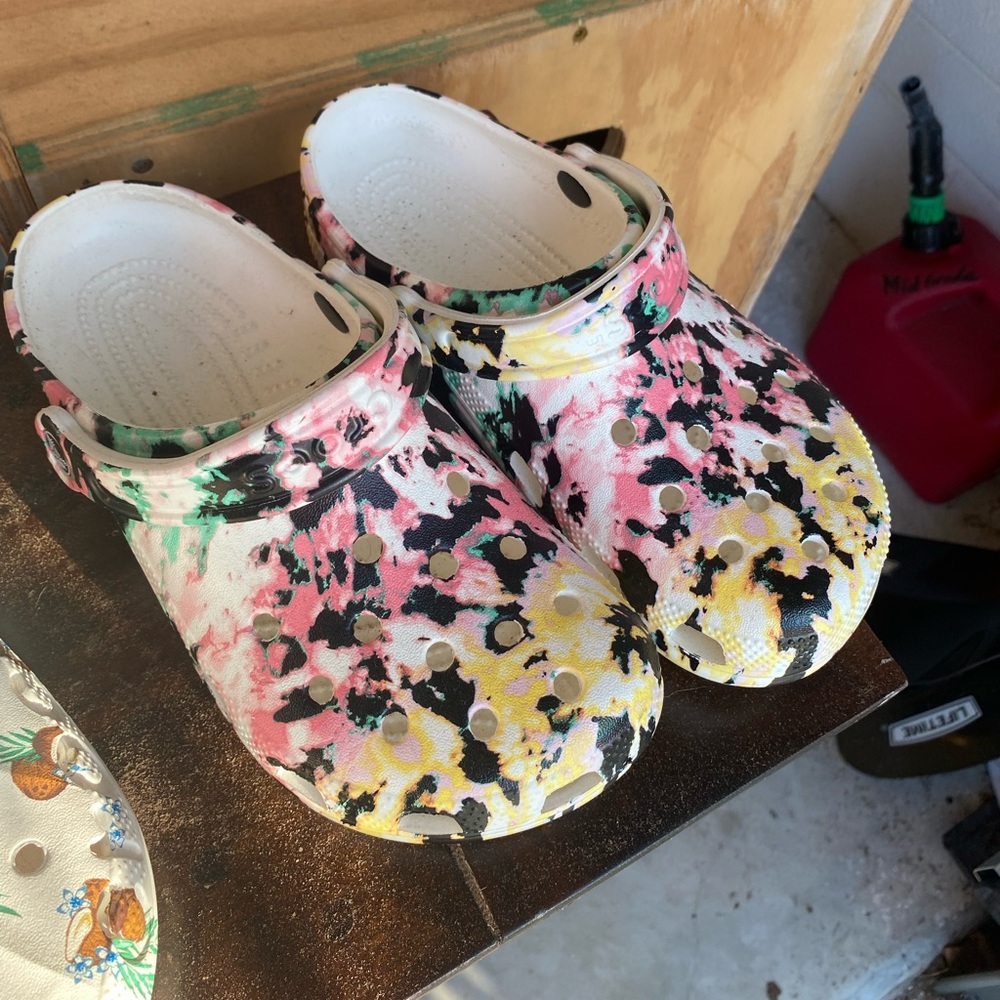 Tye dye crocs